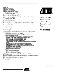 Datasheet T89C51CC02CA-RATIM manufacturer ATMEL
