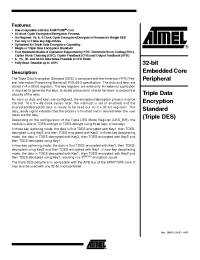 Datasheet TRIPLEDATAENCRYPTIONSTANDARDDE manufacturer ATMEL