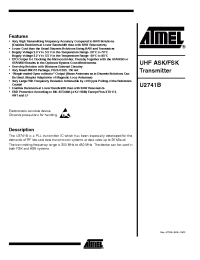 Datasheet U2741B-NFB manufacturer ATMEL