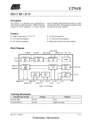 Datasheet U2761B-MFSG3 manufacturer ATMEL