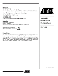 Datasheet U2794B-MFSG3 manufacturer ATMEL