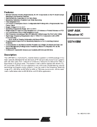 Datasheet U3741BM manufacturer ATMEL