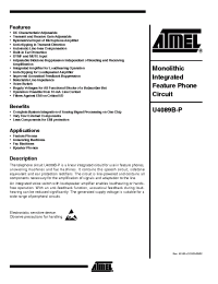 Datasheet U4089B-P manufacturer ATMEL