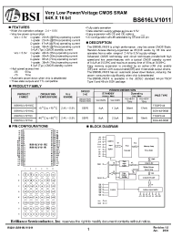 Datasheet BS616LV1011ECG55 manufacturer BSI