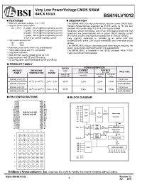 Datasheet BS616LV1012EC-70 manufacturer BSI