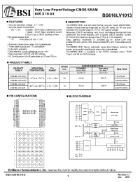 Datasheet BS616LV1013ACG70 manufacturer BSI