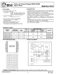 Datasheet BS616LV1015 manufacturer BSI