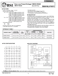Datasheet BS616LV1611-70 manufacturer BSI