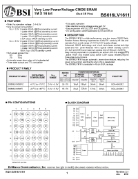 Datasheet BS616LV1611FC-55 manufacturer BSI