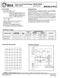 Datasheet BS616LV1613FC-70 manufacturer BSI