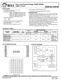 Datasheet BS616LV2019ACG70 manufacturer BSI