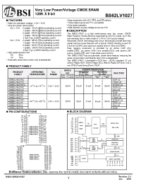 Datasheet BS62LV1027 manufacturer BSI