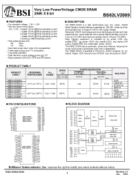 Datasheet BS62LV2009DC-70 manufacturer BSI