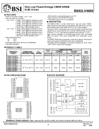 Datasheet BS62LV4006ECG70 manufacturer BSI