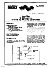 Datasheet DAC1600KP-V manufacturer Burr-Brown