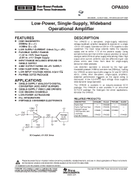 Datasheet OPA830IDR manufacturer Burr-Brown