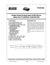 Datasheet PCM1800 manufacturer Burr-Brown
