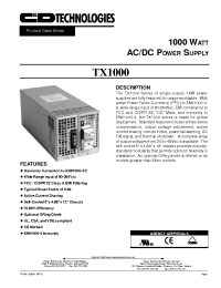 Datasheet TX10005BASLPLNH manufacturer C&D