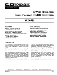 Datasheet WP05R48S12 manufacturer C&D
