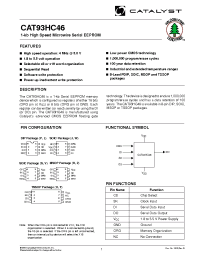 Datasheet CAT93HC46P-1.8TE13 manufacturer Catalyst