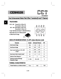 Datasheet CEM4539 manufacturer CET