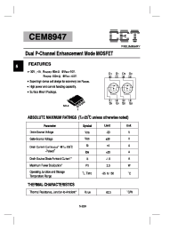 Datasheet CEM8947 manufacturer CET