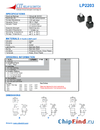 Datasheet LP2203F180LXAC016 manufacturer CIT