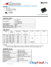 Datasheet WJ1111A100VDC.25Z manufacturer CIT