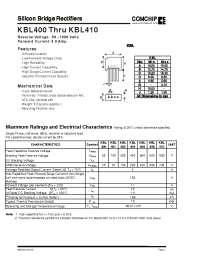 Datasheet KBL410 manufacturer Comchip