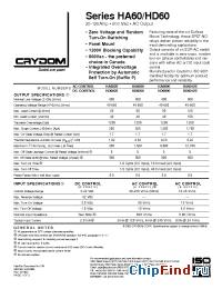 Datasheet HA60125E manufacturer Crydom