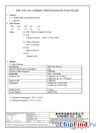 Datasheet TBF2520-190-B1 manufacturer Cyntec