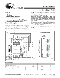 Datasheet 7C1019BV33-10 manufacturer Cypress
