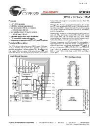 Datasheet CY62128 manufacturer Cypress