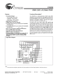 Datasheet CY62256LL-55SNC manufacturer Cypress