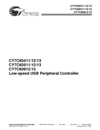 Datasheet CY7C63411-PVC manufacturer Cypress