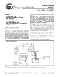 Datasheet CY81U032X16A9A-70BVI manufacturer Cypress