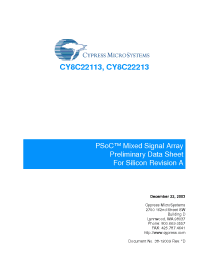 Datasheet CY8C22213 manufacturer Cypress