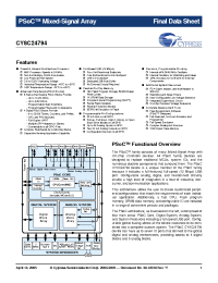 Datasheet CY8C24794-SPPVX manufacturer Cypress