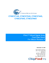 Datasheet CY8C27143-24PI8 manufacturer Cypress