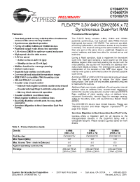 Datasheet CYD18S72V-100BBC manufacturer Cypress