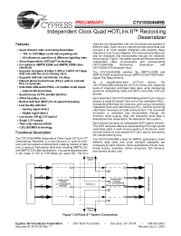 Datasheet CYV15G0404RB-BGC manufacturer Cypress