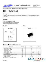 Datasheet BTD1768N3 manufacturer Cystech