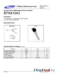Datasheet BTNA13A3 manufacturer Cystech