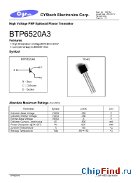 Datasheet BTP6520A3 manufacturer Cystech