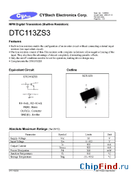 Datasheet DTA113ZS3 manufacturer Cystech