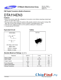 Datasheet DTA114EN3S manufacturer Cystech