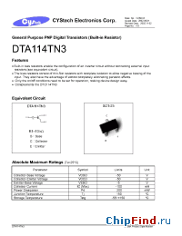 Datasheet DTA114TN3 manufacturer Cystech