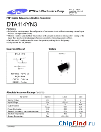 Datasheet DTA114YN3 manufacturer Cystech