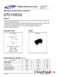 Datasheet DTA115ES3 manufacturer Cystech