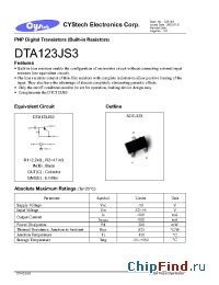 Datasheet DTA123JS3 manufacturer Cystech